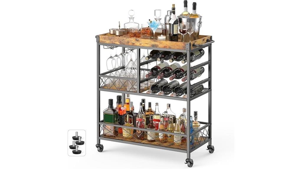 three tier bar cart