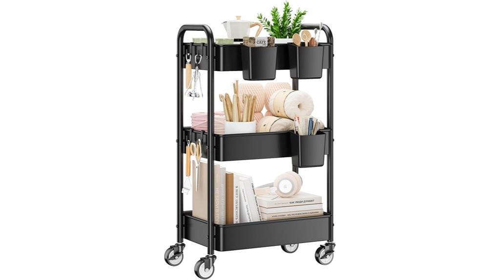 three tier metal cart