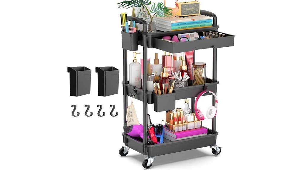 three tier rolling storage cart