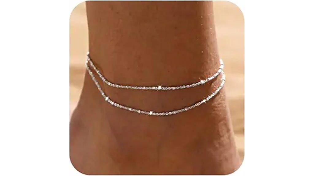 trendy silver anklet set