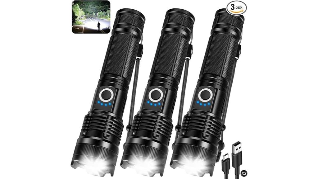 triple rechargeable led flashlights