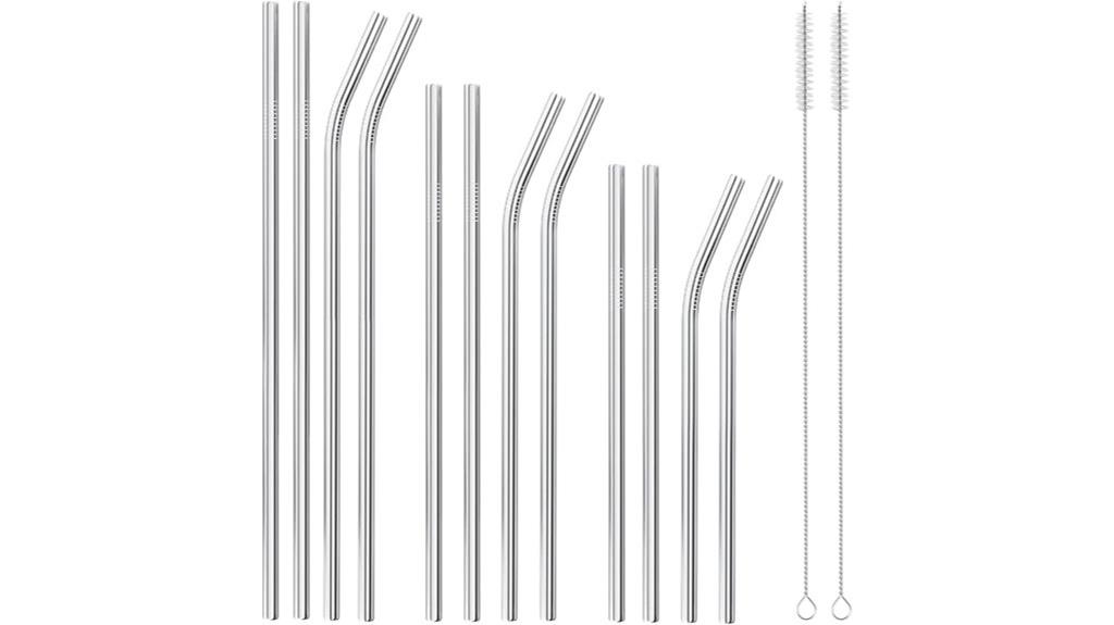 twelve eco friendly stainless straws