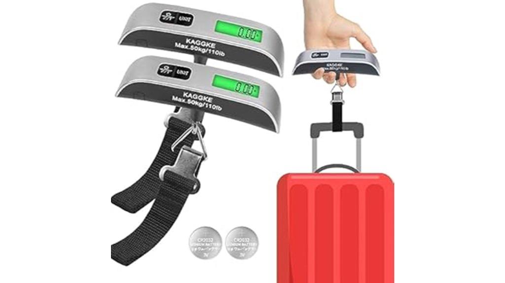 two silver luggage scales