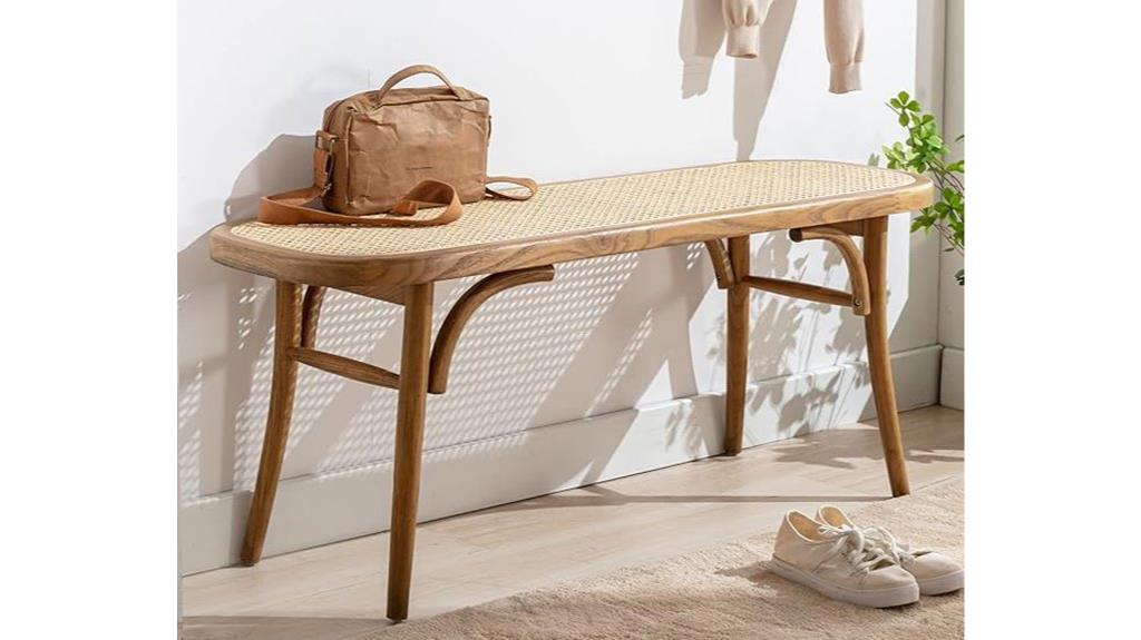 upholstered wicker rattan bench