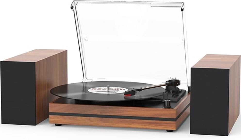 vintage record player setup