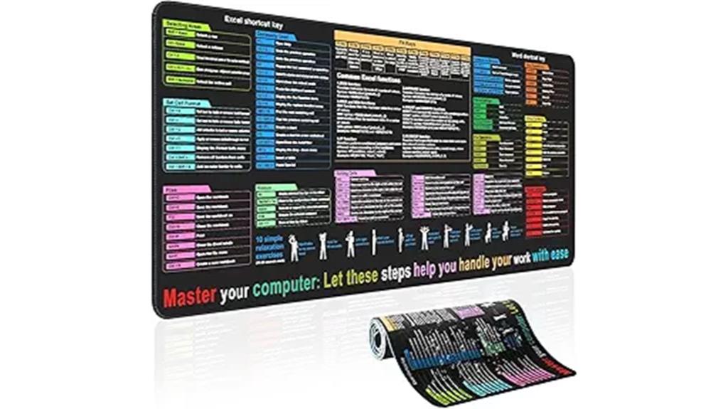 waterproof desk mat with shortcuts