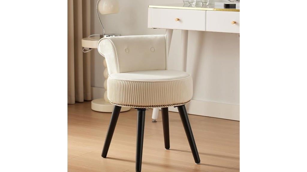 white velvet vanity stool