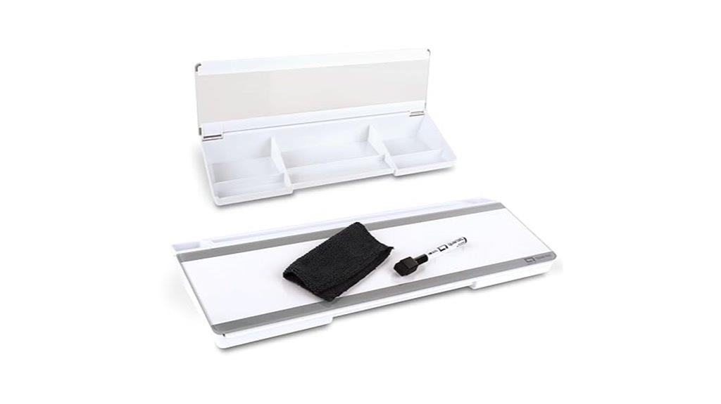 whiteboard with flip top storage