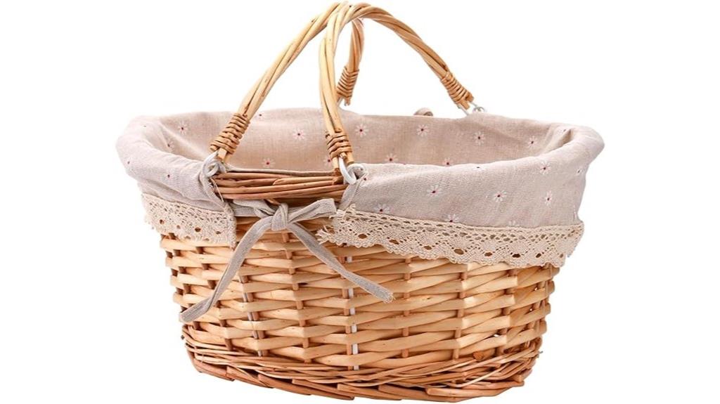 wicker basket with handles