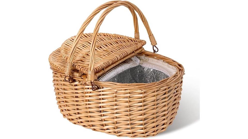 wicker picnic basket cooler