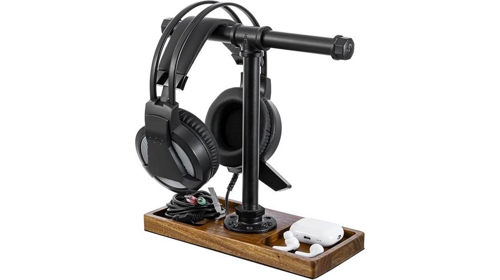 wood and metal headphone stand