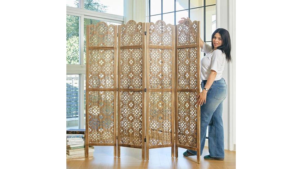 wood carved room screen