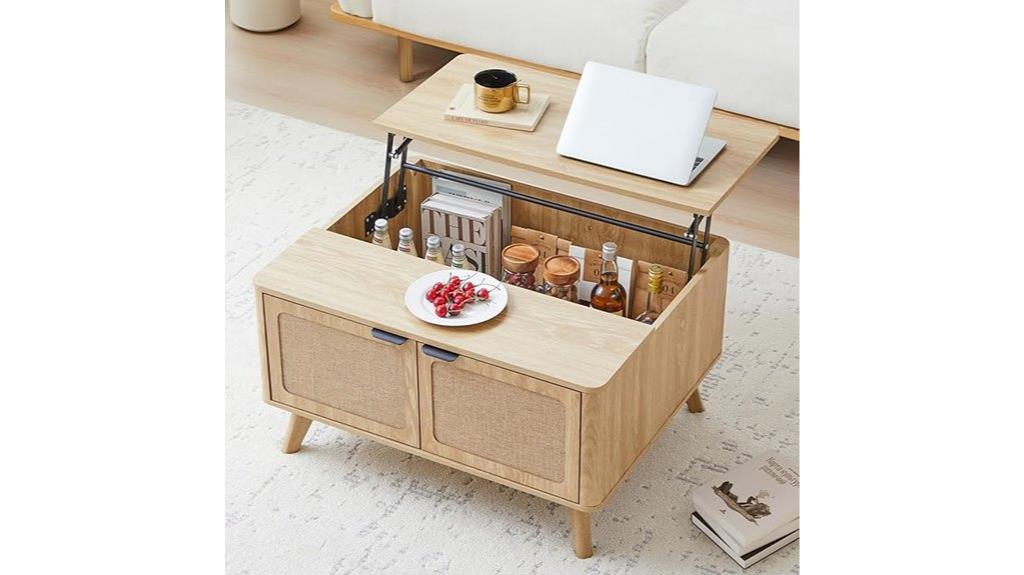 wooden coffee table storage