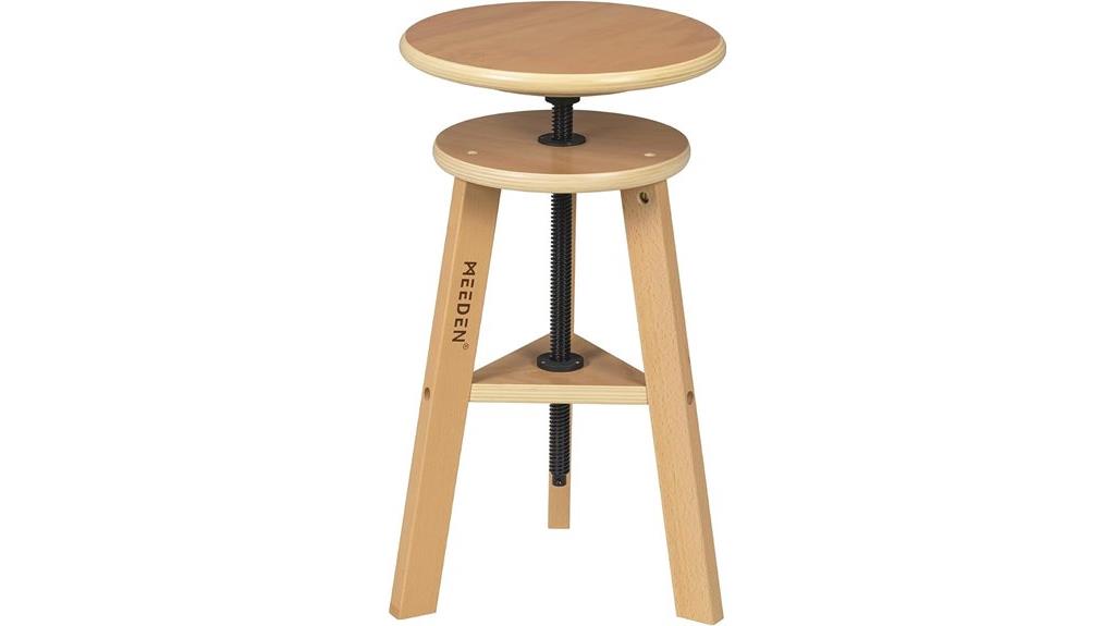 wooden height adjustable drafting stool
