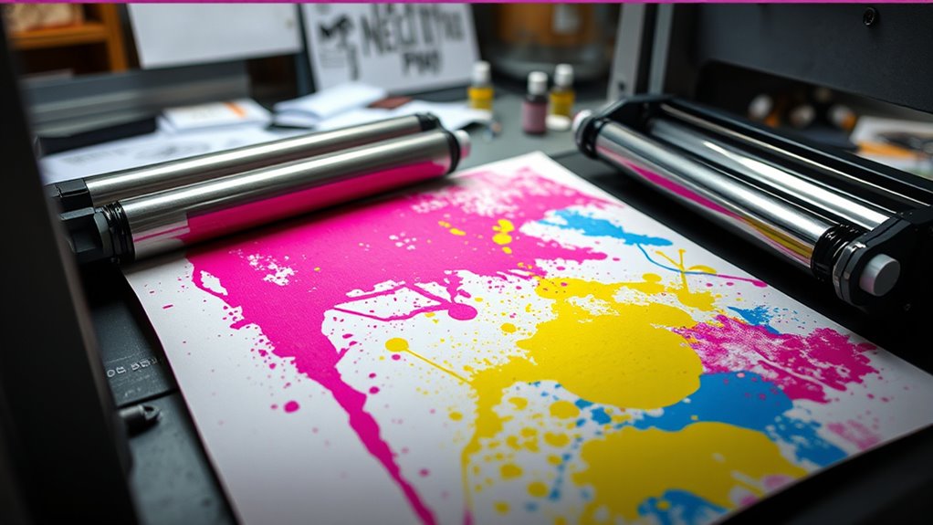 layered inks textured paper