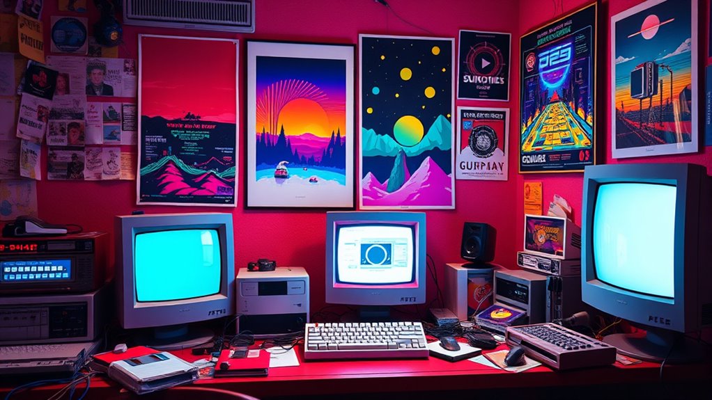 retro neon pixel art