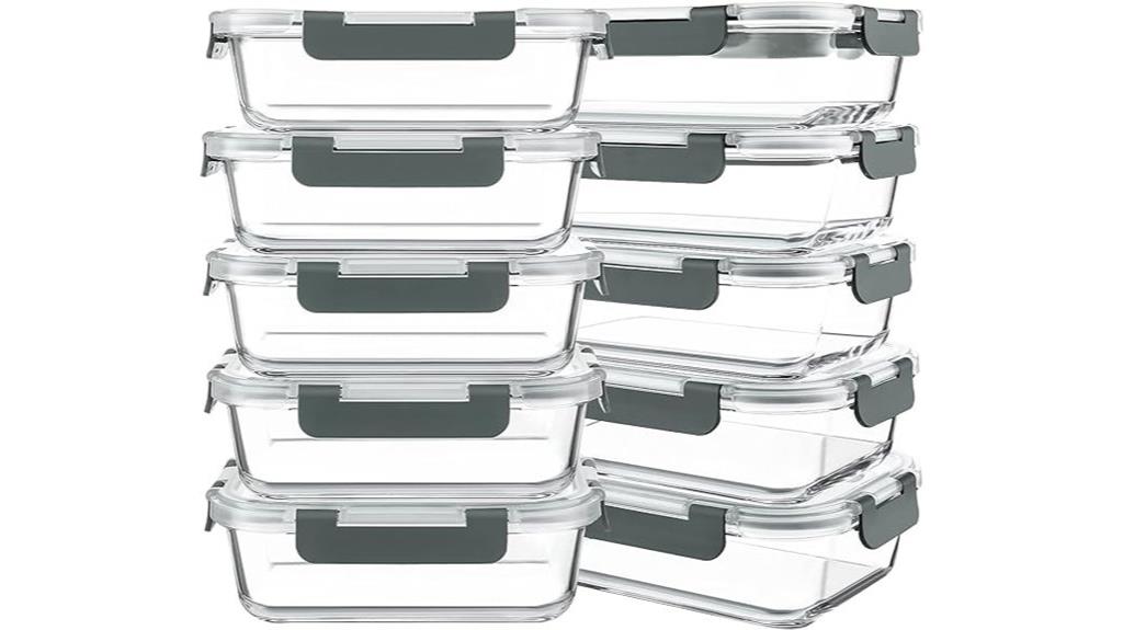 pack of ten glass containers