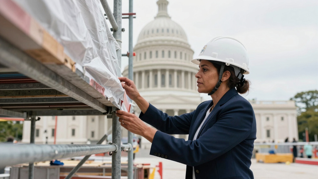 A federal judge wants answers on the tarp and scaffolding at the Kennedy Center