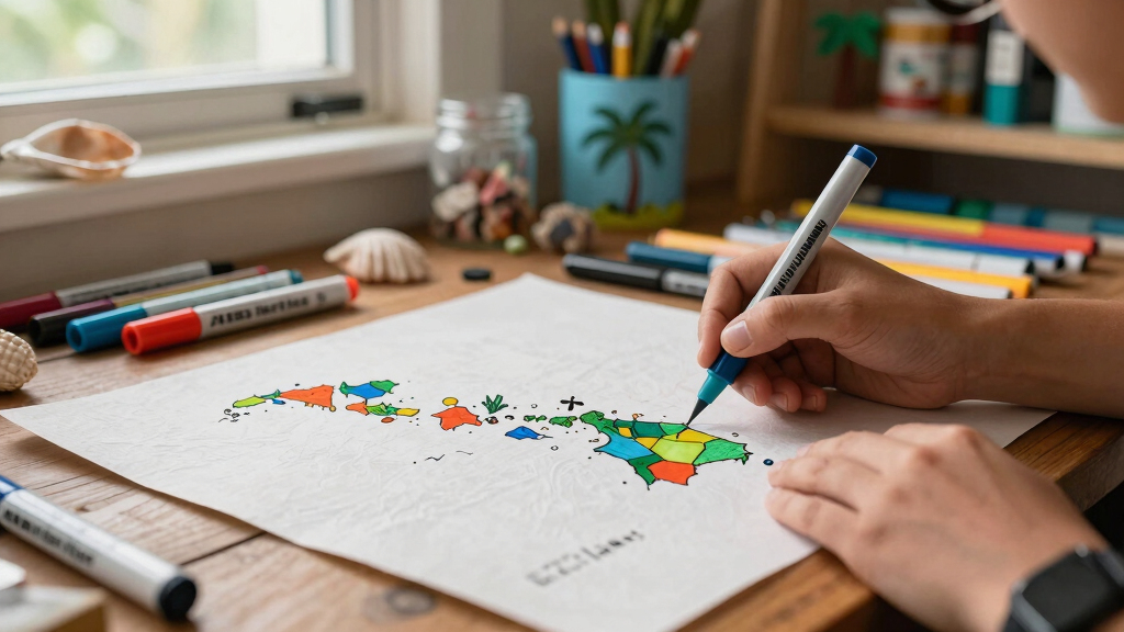 Handmade Hawaiian Islands Map