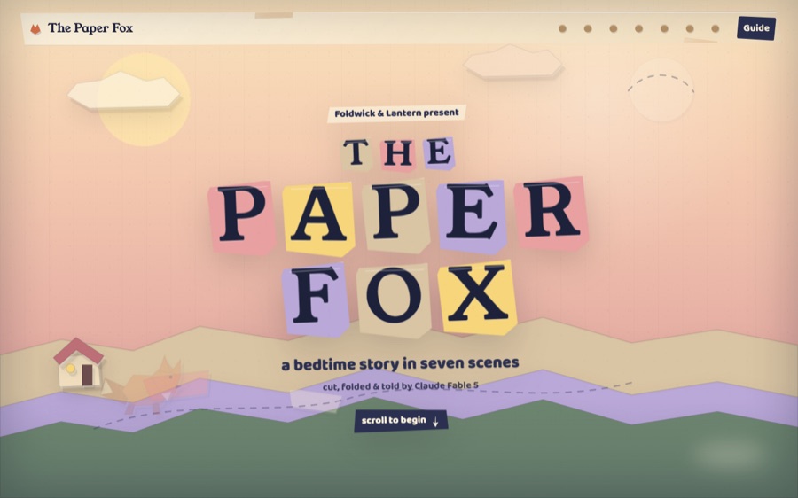The Paper Fox — a bedtime story in seven scenes — Scroll-Linked SVG Scenes (FABLE/175, room 24)