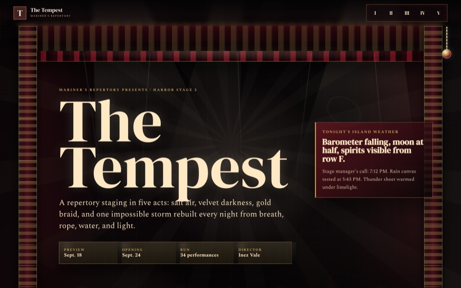 The Tempest - Mariner's Repertory Five-Act Staging (FABLE/175)