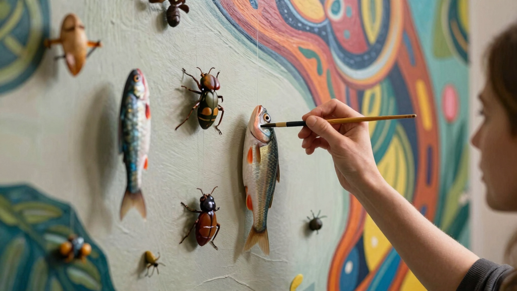 Veks Van Hillik Suspends Fish, Insects, and Other Objects in Surreal Murals