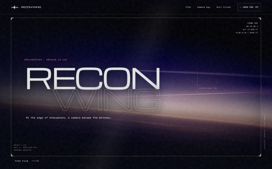 RECON WING | Reading the Earth Like Evidence — Scroll-Driven Film Transport (FABLE/175, room 112)