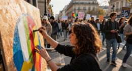 Artists Take To The Streets Amid Massive Protests In France