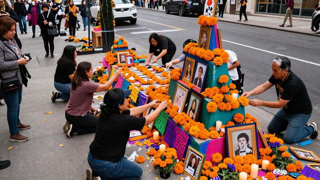 Giant Ofrenda Arrives In Manhattan Ahead Of Día De Muertos