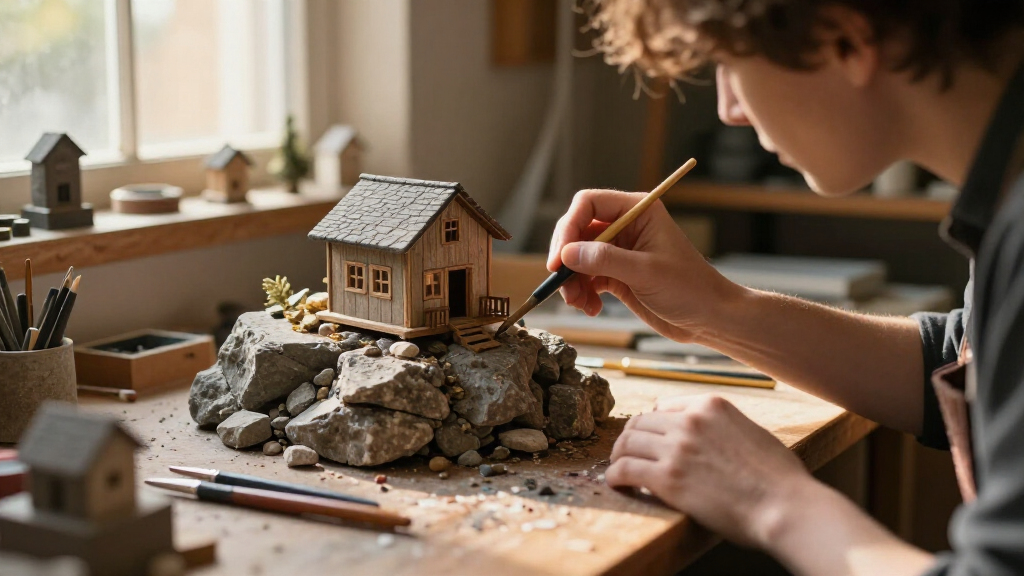 Precarious Dwellings Perch Atop Rocks In Simon Laveuve’s 1/35-Scale Miniatures